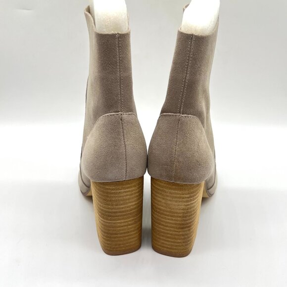Chinese Laundry Womens 7M Tom Girl Taupe Brown Suede Leather Peep Toe Booties - Picture 7 of 14